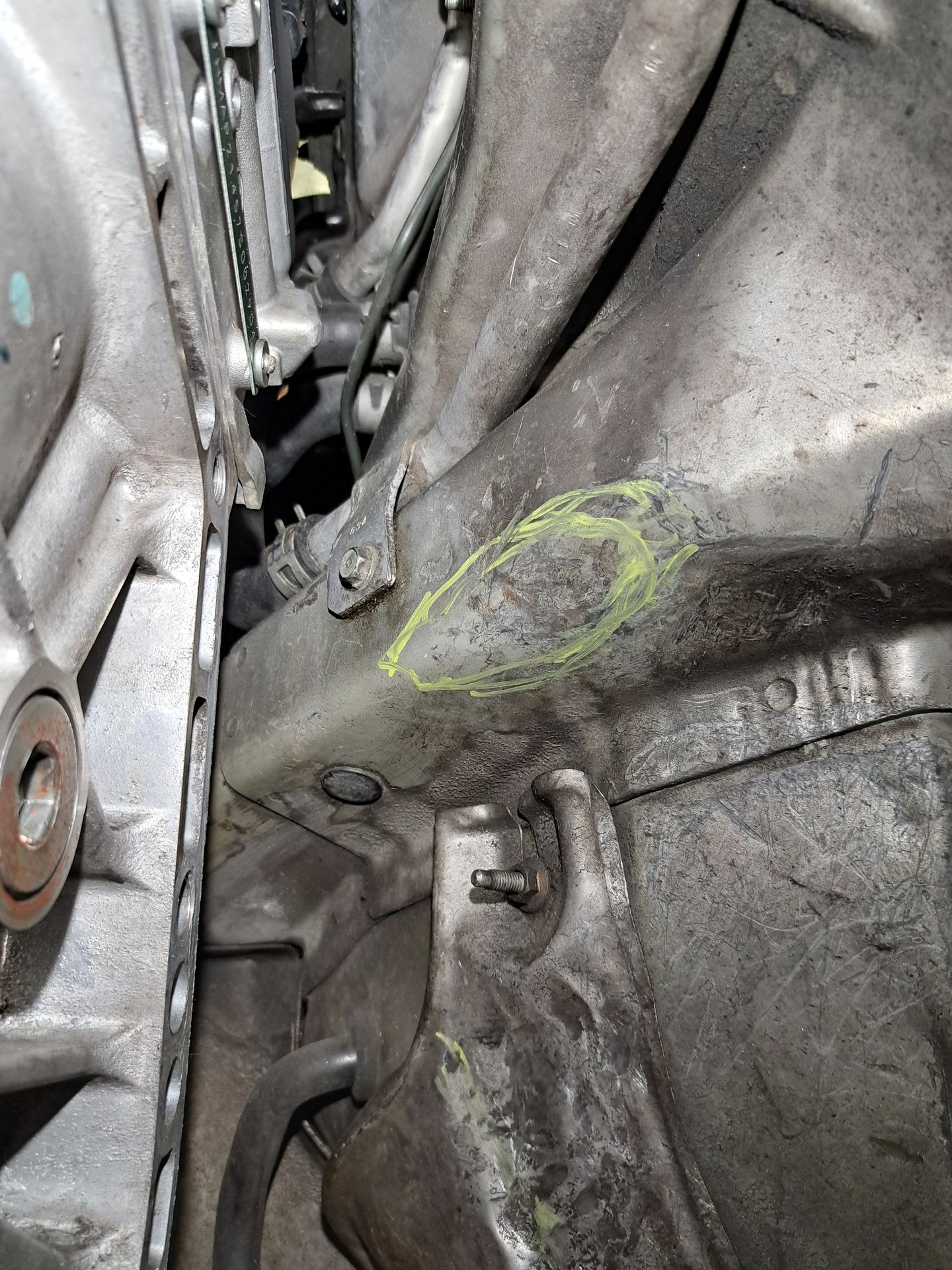Second marked clearance area beside the S2000 transmission tunnel