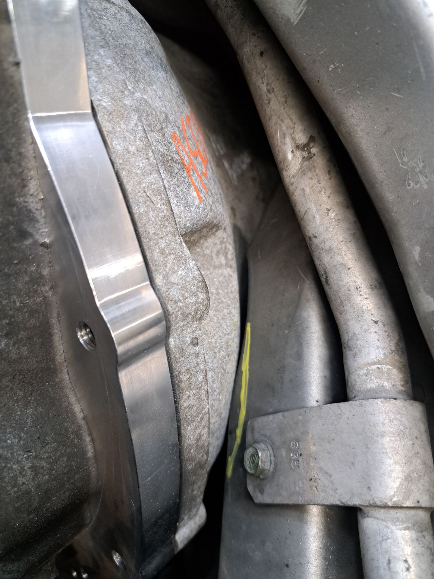 Honda S2000 engine adapter plate close to the transmission tunnel during test fit