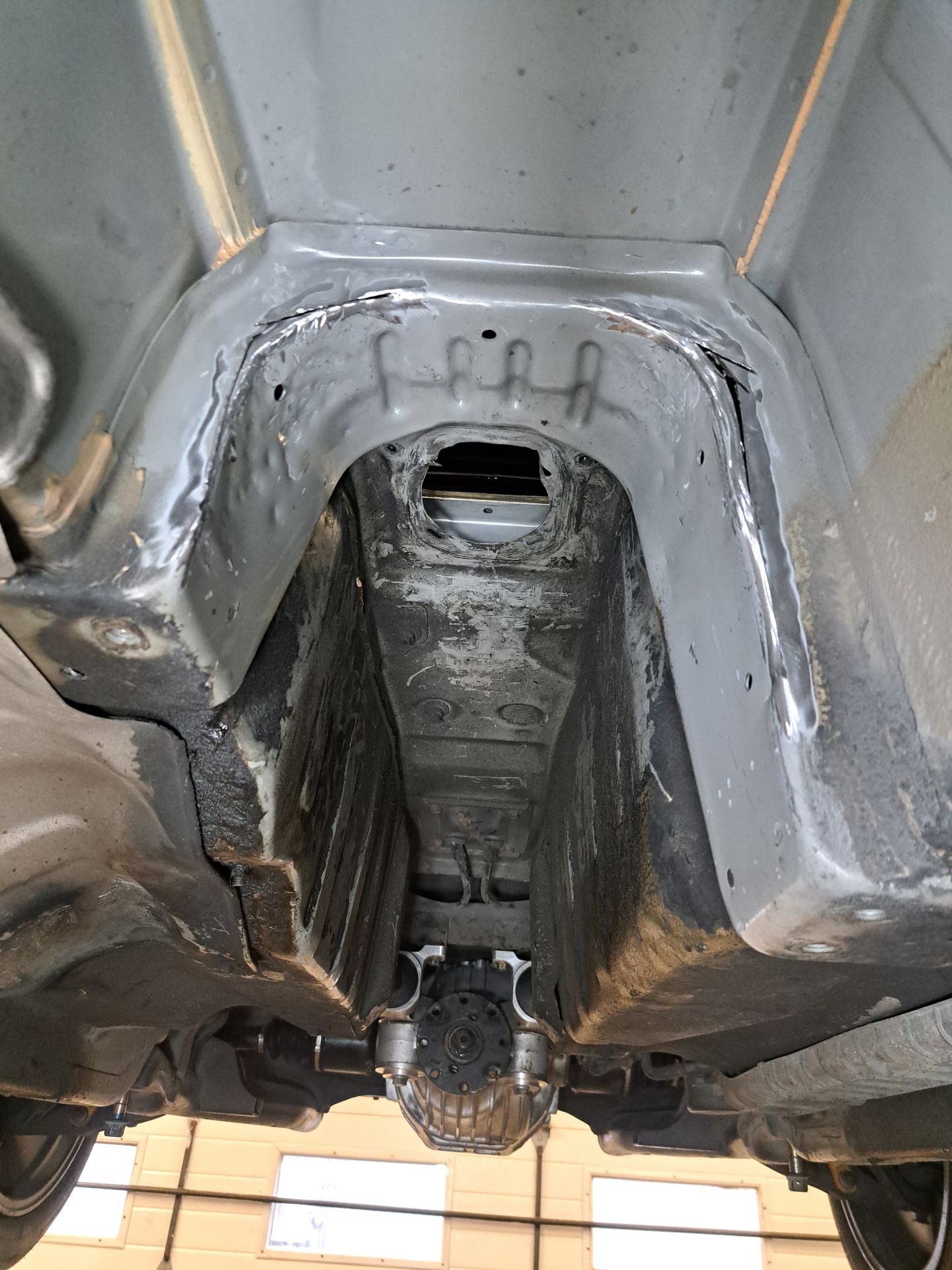Modified transmission tunnel section on the Honda S2000 before coating