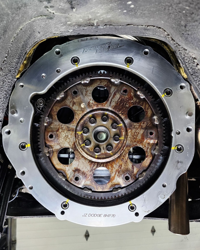 JZ to Dodge 8HP70 adapter installed - fitment example